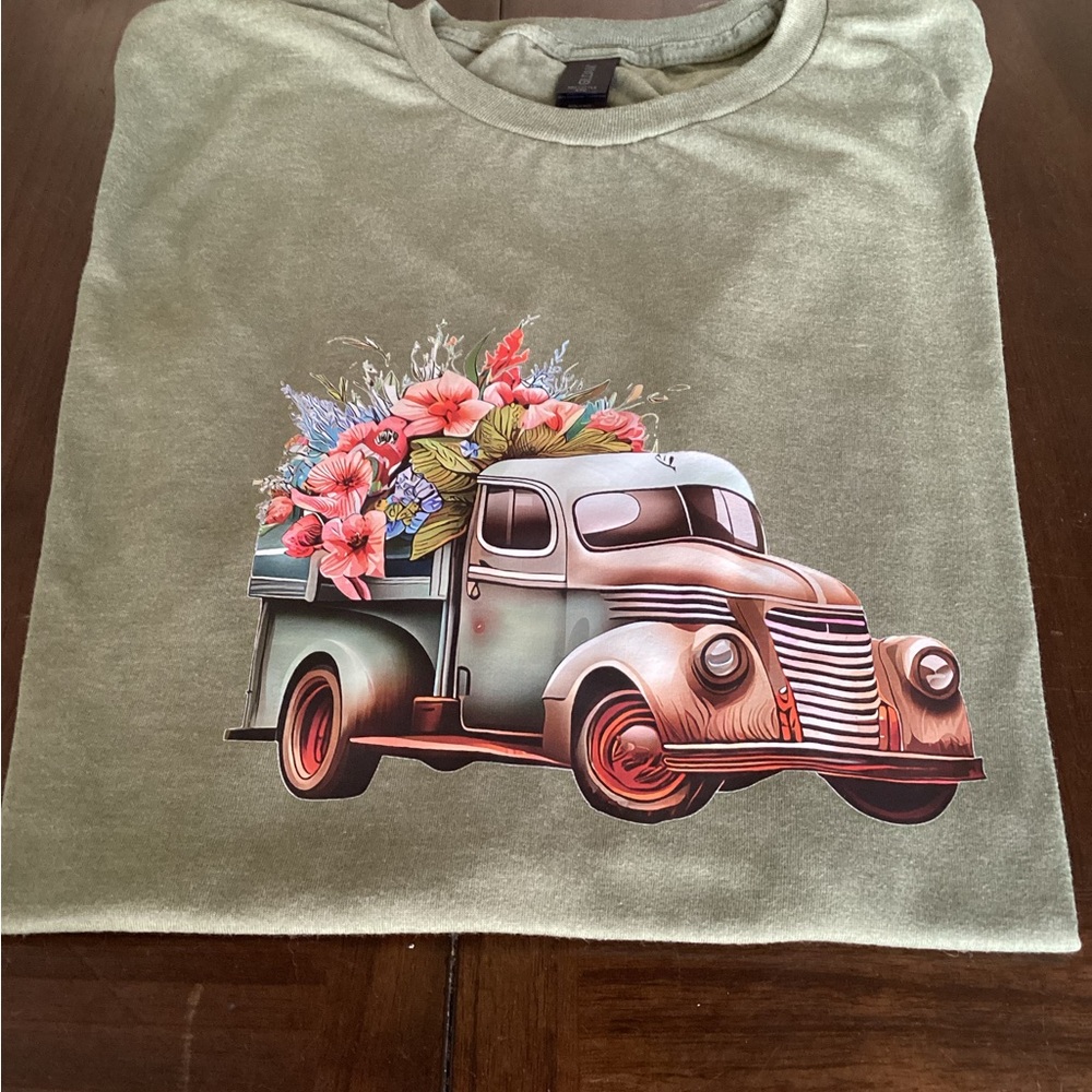 Gildan Short Sleeve Tee with Vintage Truck Design
